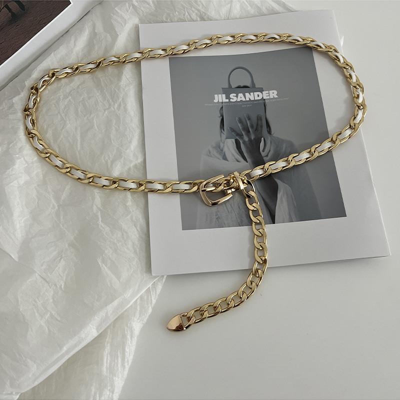 Premium Silver And Black Woven Metal Waist Chain Fashionable Women's Accessory