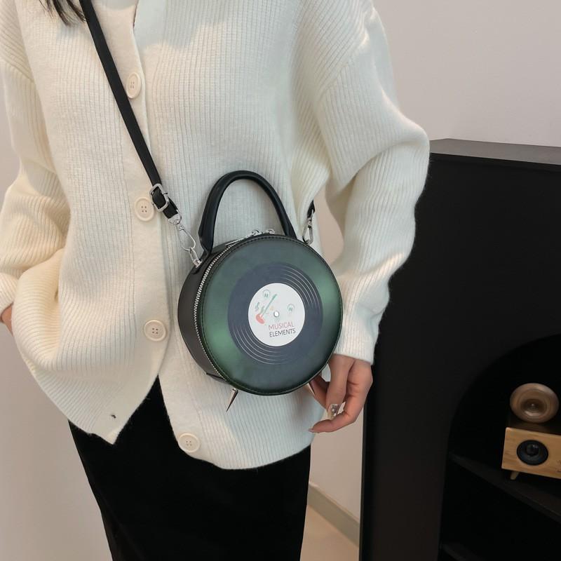 Niche Design Bag Women's Ins Style Retro Record Cross-body Funny Commuting Small Round