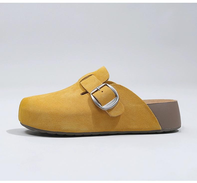 

Босоножки на толстой подошве с закрытым носком и полушлепанцы для женщин, для ношения весной и осенью 2025 года, новая ретро обувь для ленивых на платформе, Boke 37 жёлтый