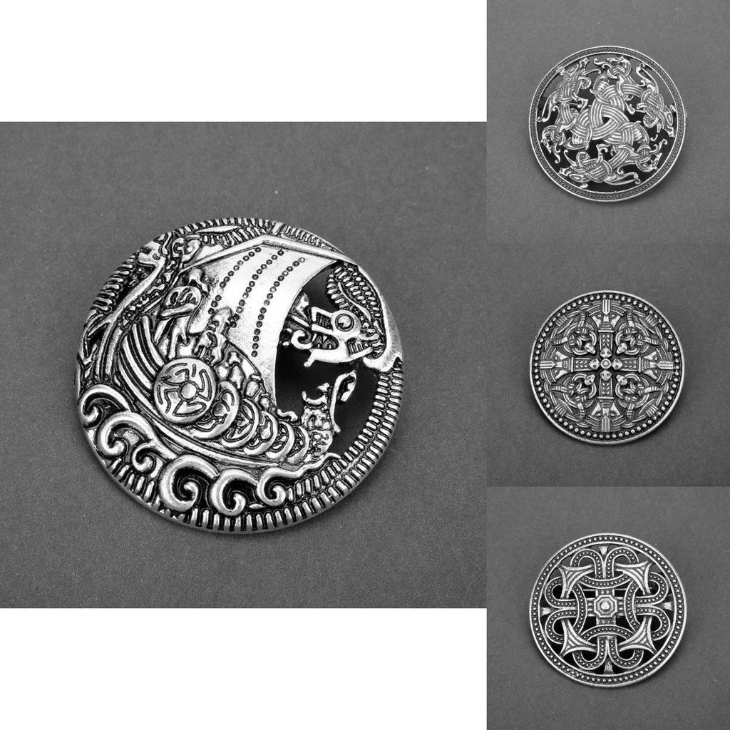Pendentif Bouclier Viking Nordique avec Design en Alliage Antique Broche Vintage Pour Cadeaux de Voyage