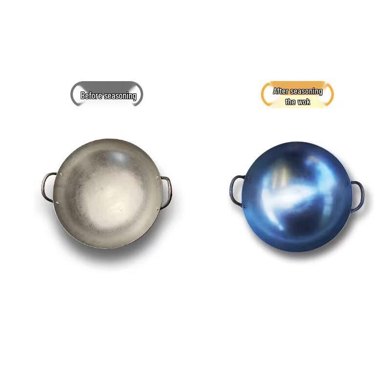 Handmade Cast Iron Double-Handle Wok