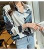 Fairy Stone Long Sleeve Chiffon Blouse with Letter Size Women's Print, V-Neck, Casual/Formal, B-24 (White, M)