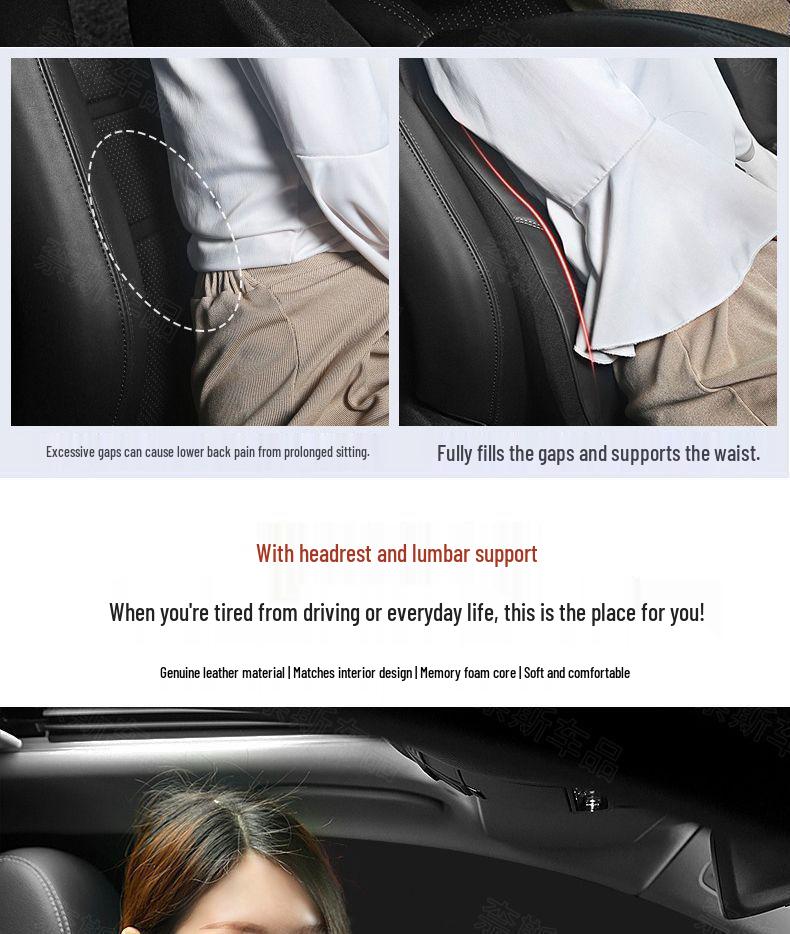 Cuscini Poggiatesta e Supporto Collo per Hongqi HS5/H5/HS7/H7/H9, Cuscini Lombari in Memory Foam per Interni Auto