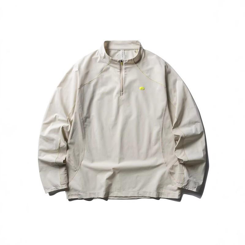 Mens Womens Quick Dry Long Sleeve T-Shirt With Half Zip Collar Loose Fit UV Protection Hiking Sport Shirt