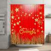 TU Christmas Shower Curtain Festive Holiday Decor Waterproof Fabric Bathroom Set Vintage Merry Xmas Backdrop