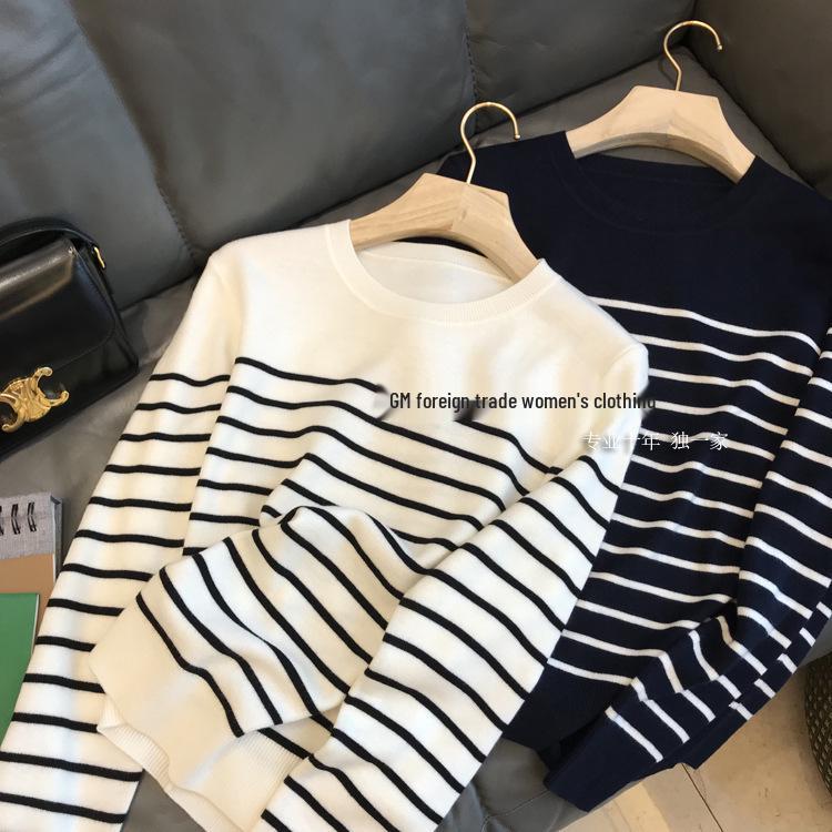 

Женский свитер из тенселя и шерсти: Классические полоски и круглый вырез - Любимы всеми! Medium