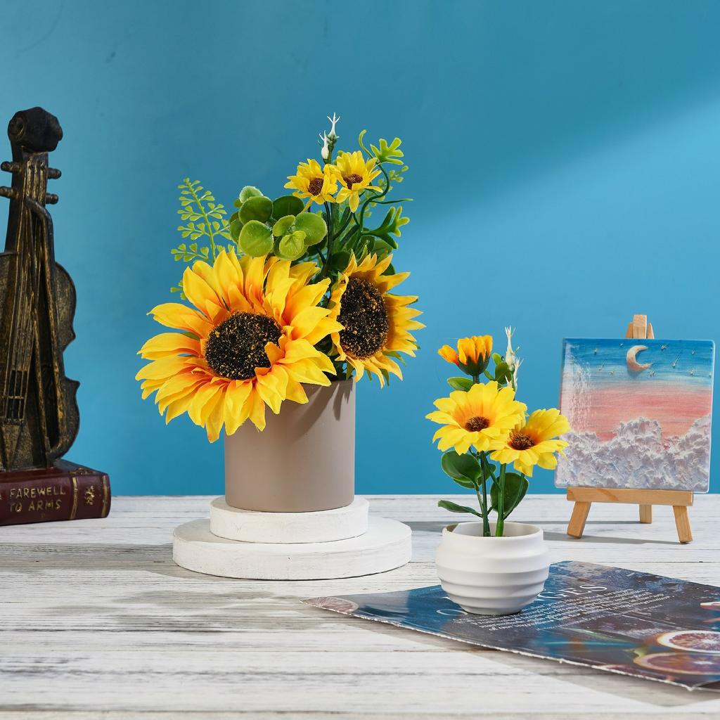 Artificial Flower Sunflower Potted Plant Desktop Counter Display Placement Decoration