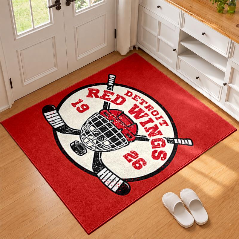 Detroit Red Wings Carpet Door Mat for Living Room or Bedroom Protective Mat Under Chair Office Decoration Christmas Gift Birthday Present