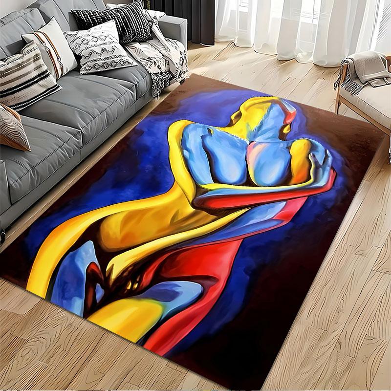 Abstract Colorful Female Silhouette suitable as a non-slip mat for the living room or bedroom sofa