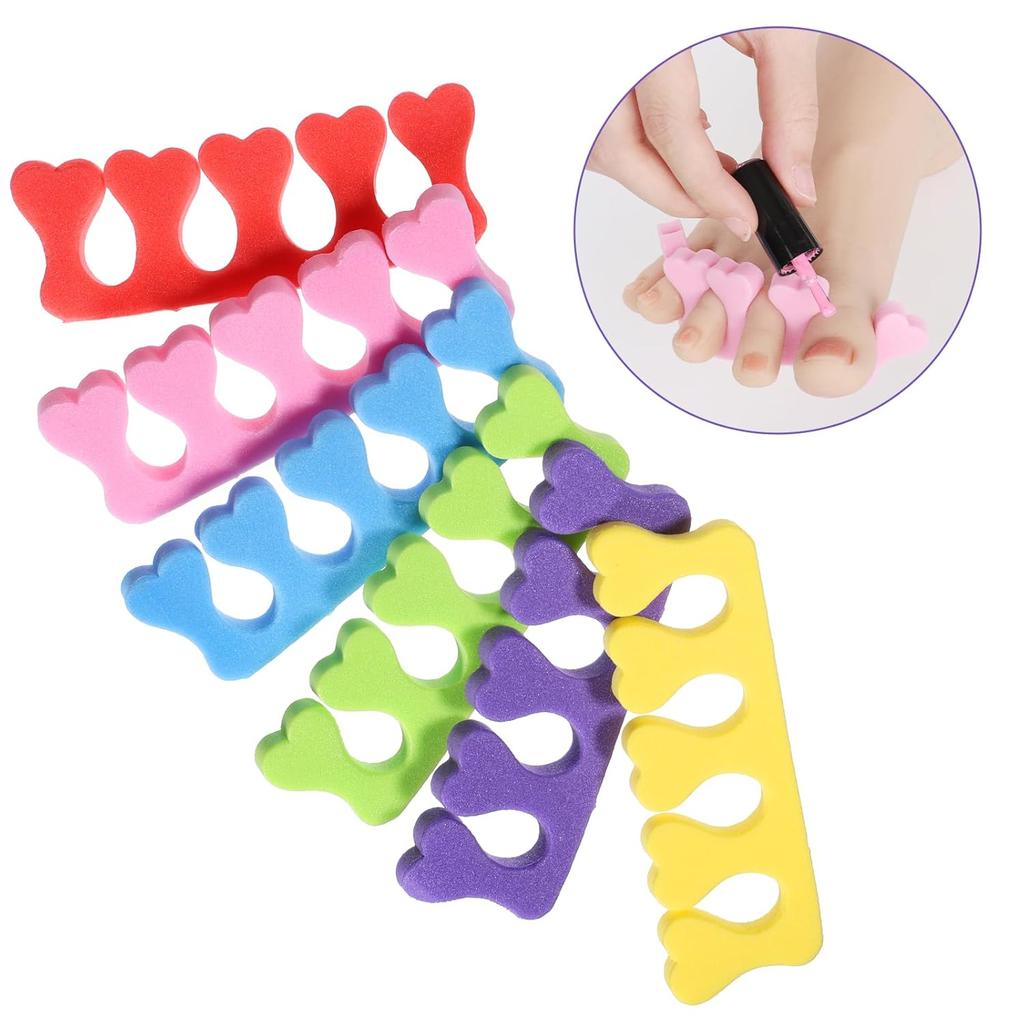24 PCS Pedicure Toe Separators, Soft Foam Toe Dividers, Colorful Heart Pedicure Tools Set for Nail Polish Professional Manicure Spa Tools for Men
