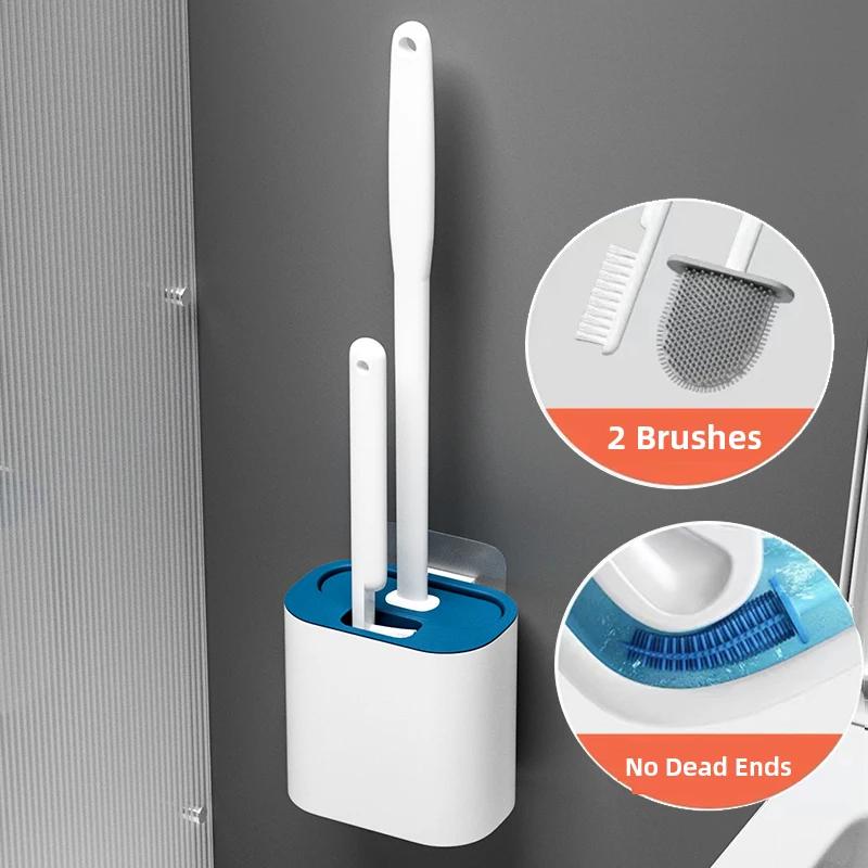 

Настенная подвесная щетка для чистки унитаза с держателем, длинная ручка, силиконовая мягкая щетина, водонепроницаемая, быстросохнущая, аксессуары для ванной комнаты
