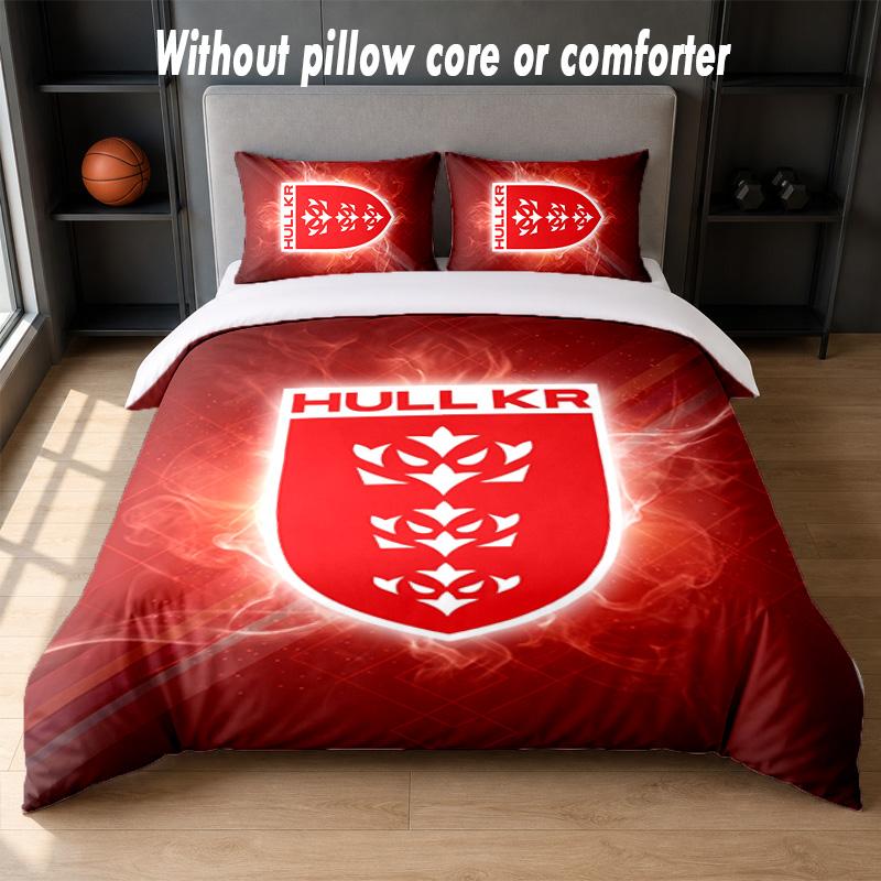 Hull KR Design Bed Bedding Set 1 Duvet Cover + 2 Pillowcases Soft Breathable Household Bed Linens