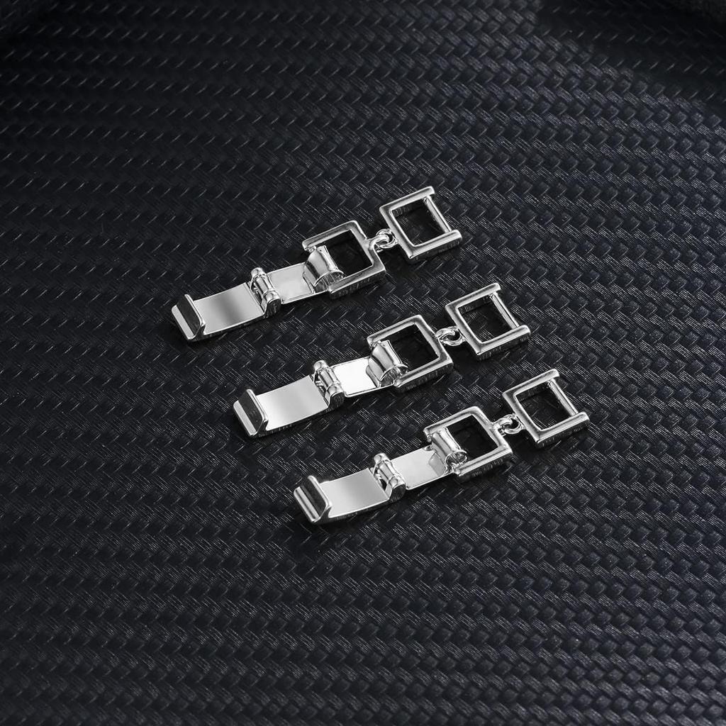 White Gold/Gold Plated 3pcs Fold Over Clasp Set for Bracelet or Necklace Making Jewelry Extender(White Gold 6.5mm)