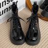 Brown Martin Boots Women's Spring and Autumn Platform Short Boots Ugly Cute Big Head Cigarette Boots Small Height Increasing Black Skinny Boots