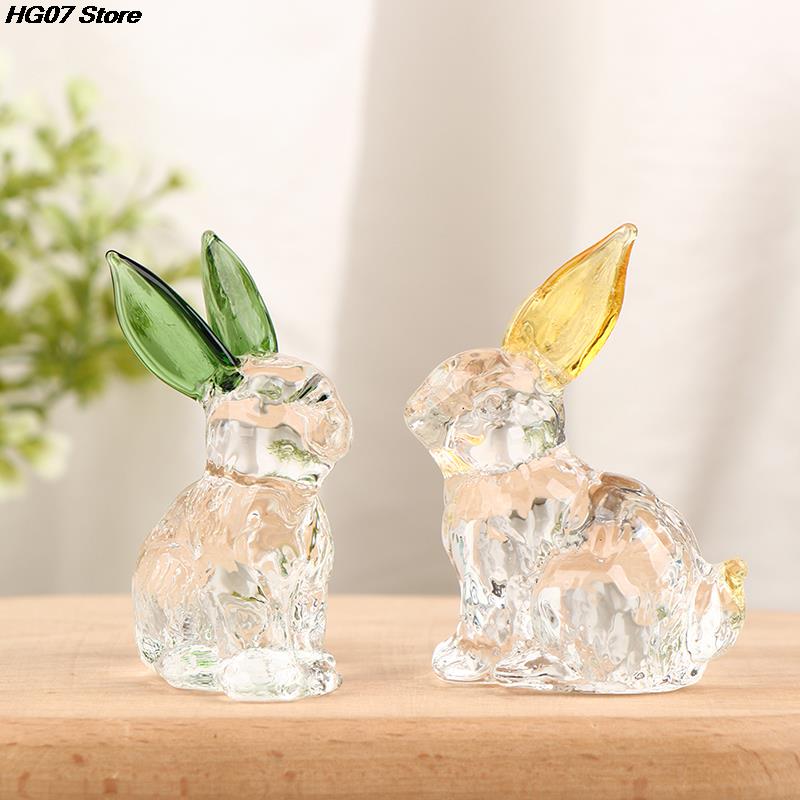 Crystal Glass Rabbit Butterfly Swan Statue Mascot Animal Handmade Figurines Ornaments For Garden Home Living Room Office Table
