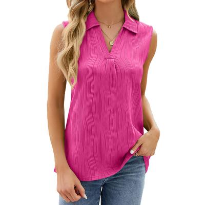 Moda damska Casual Lato Wiosna Jednolity kolor Nadruk Bez rękawów POLO Bluzki i koszule