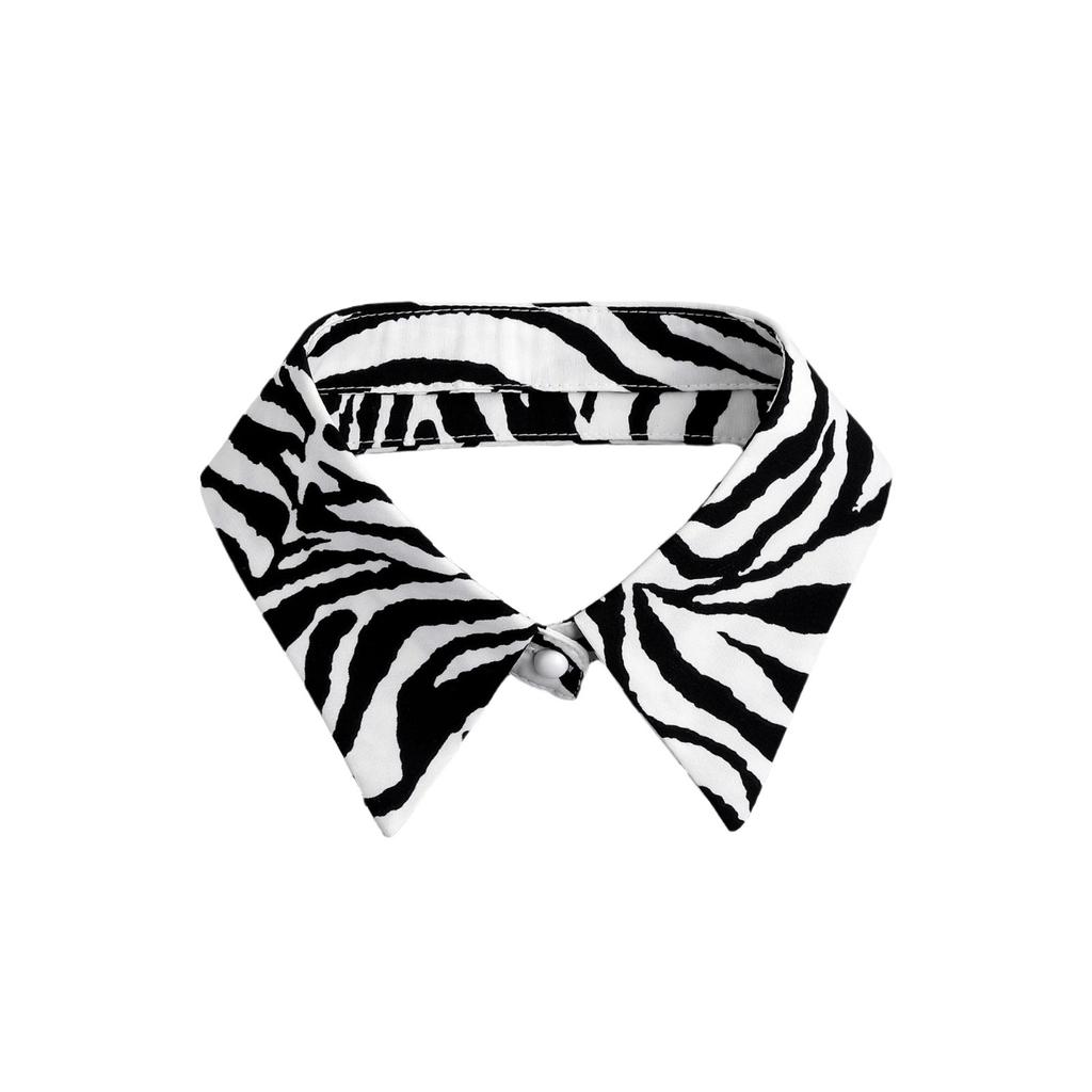 Zebra Pattern Pointed Neck Small Stand-Up Collar Fake Collar Women'S Versatile Multi-Functional Decorative Fake Shirt Collar