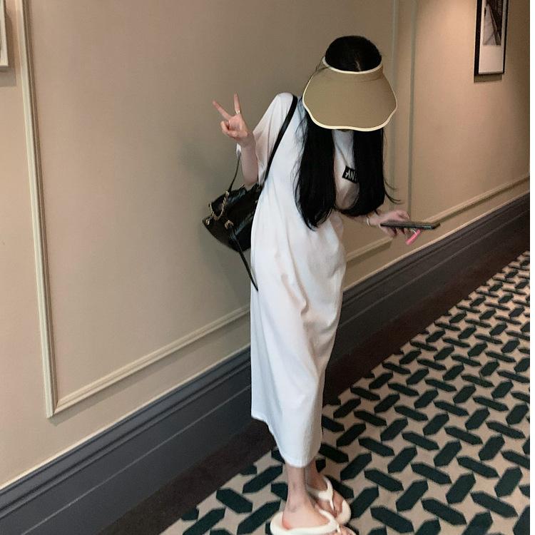 YYFS Women's Fashion Summer Spring 1/2 Sleeves O-Neck Loose Waistline Casual Dresses