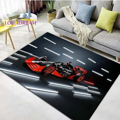 3D Racing Car Decor Carpet Non Slip Rug for Balcony, Bedroom, Kitchen & Coffee Table Stylish Floor Mat & Gift