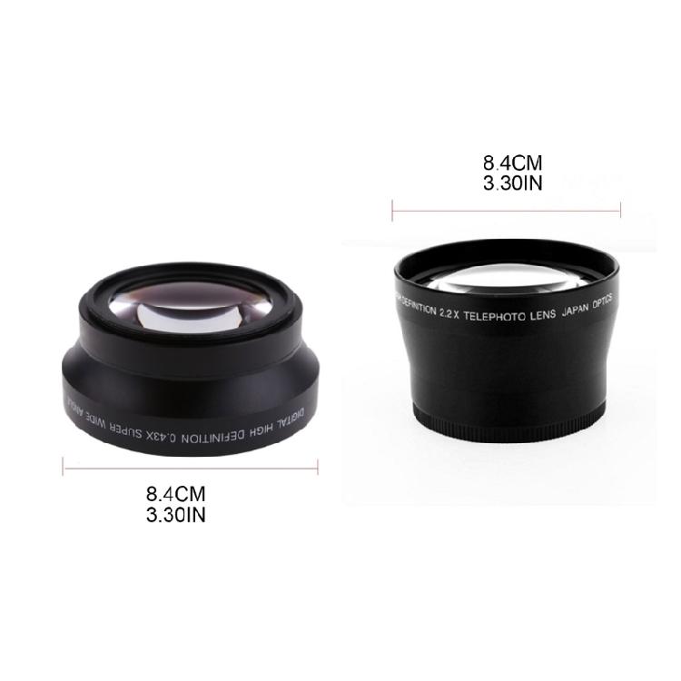 72mm 2.2X Teleconverter Lens/0.43X Wide Angle Lens Kit for Close-up Shooting