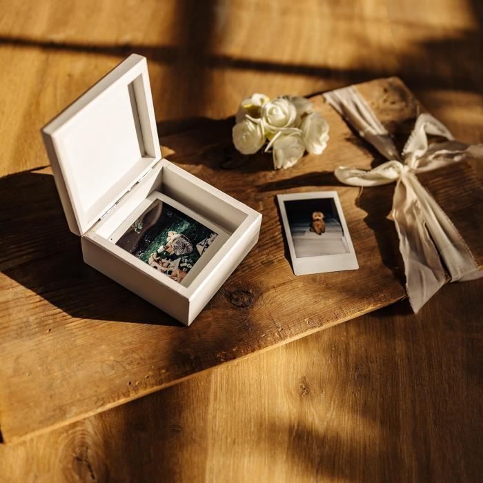 Creative Deco Petite Boîte en Bois avec Couvercle 10 x 10 x 5 cm | Coffret Souvenirs | Boîte à Bijoux | Boîte Cadeau | Blanc