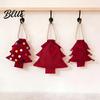 Decorative Party Favor Bags Christmas Tree Shaped Gift Bag Reusable Drawstring Treat Goody with Pompoms Red Green White Xmas Decor Bells Winter