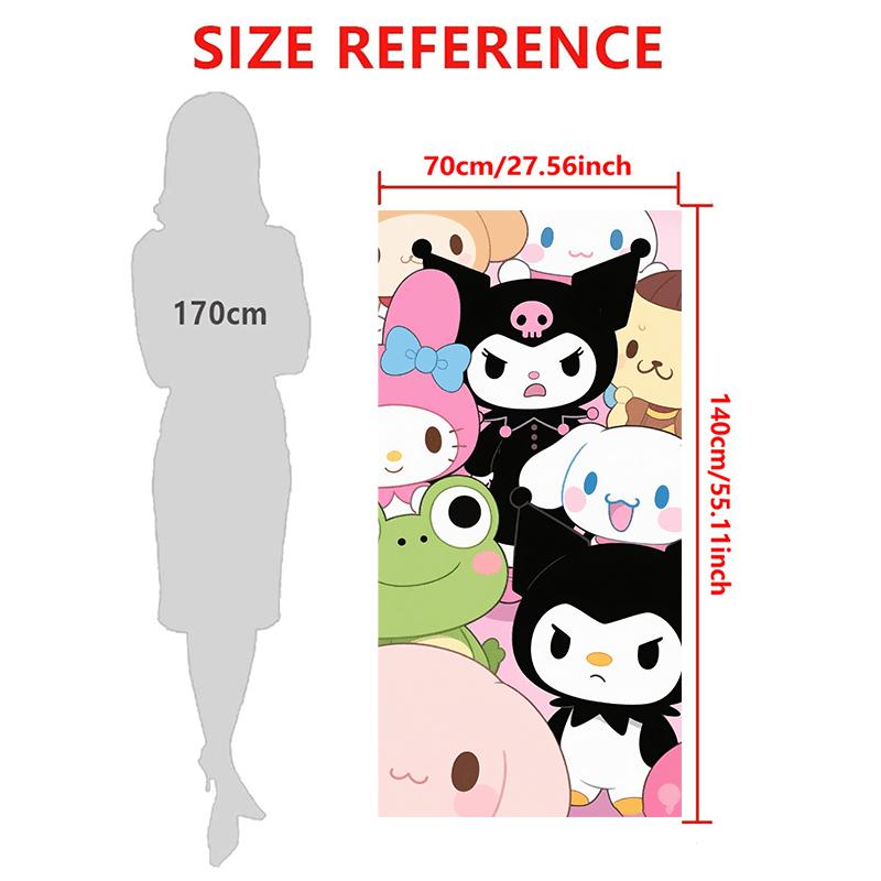 1pc Sanrio Kuromi Hello Kitty Family Print Absorbent Quick Dry Bath Sports Cape Towel for Beach Seaside Swimming Pool