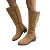2025 Winter New Style Women's Suede Knee-High Low-Heel Riding Boots - Pointed-Toe Side-Zip Fashion Boots