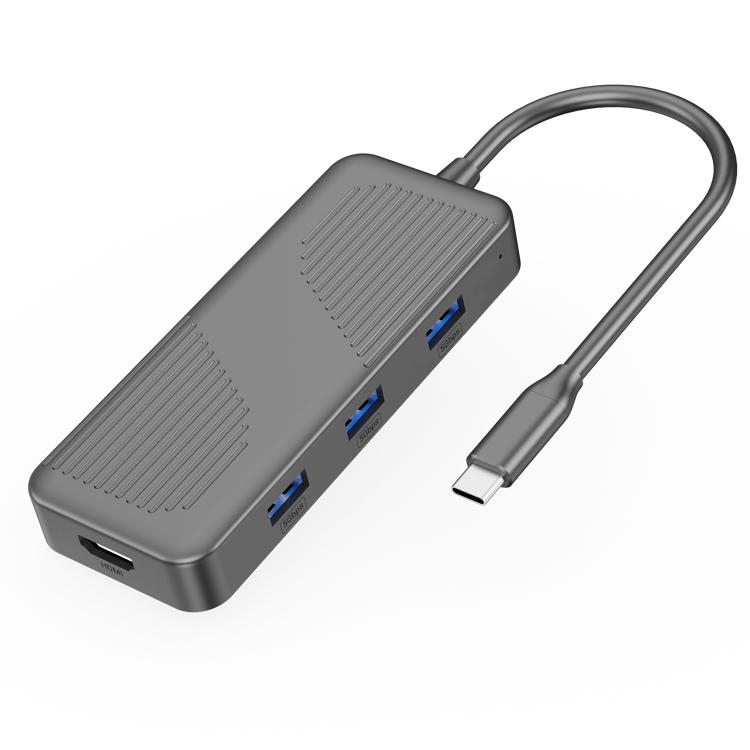 USB Type C Hub 8 in 1 USB 3.0 Type-C Hub 4K HDMI Portable PD Fast Charging Docking Station Multiport Adapter серый