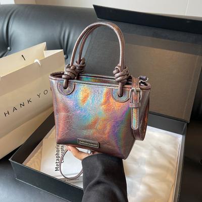 Silver Versatile Small Bag Women's 2025 Summer New Portable Bucket Bag Fashionable Texture Messenger Bag