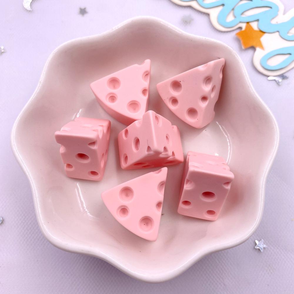 10PCS Resin Kawaii Simulation Cheese Cake Figurines Flat Back Cabochon Candy Home Decor DIY Scrapbook Crafts Jewelry Accessories