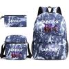 Large Capacity Schoolbag with Shoulder Strap; Student Three-piece Pencil Case Set