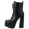 Platform Ankle Boots For Women White Black Punk Gothic High Heels Motorcycle Boots Lace-up Autumn Winter Shoes Female Waterproof