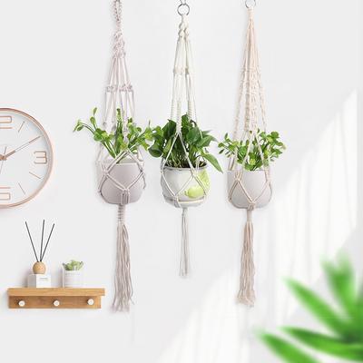 Europe Plant Hangers Indoor Hanging Planter Basket with Wood Beads Decorative
