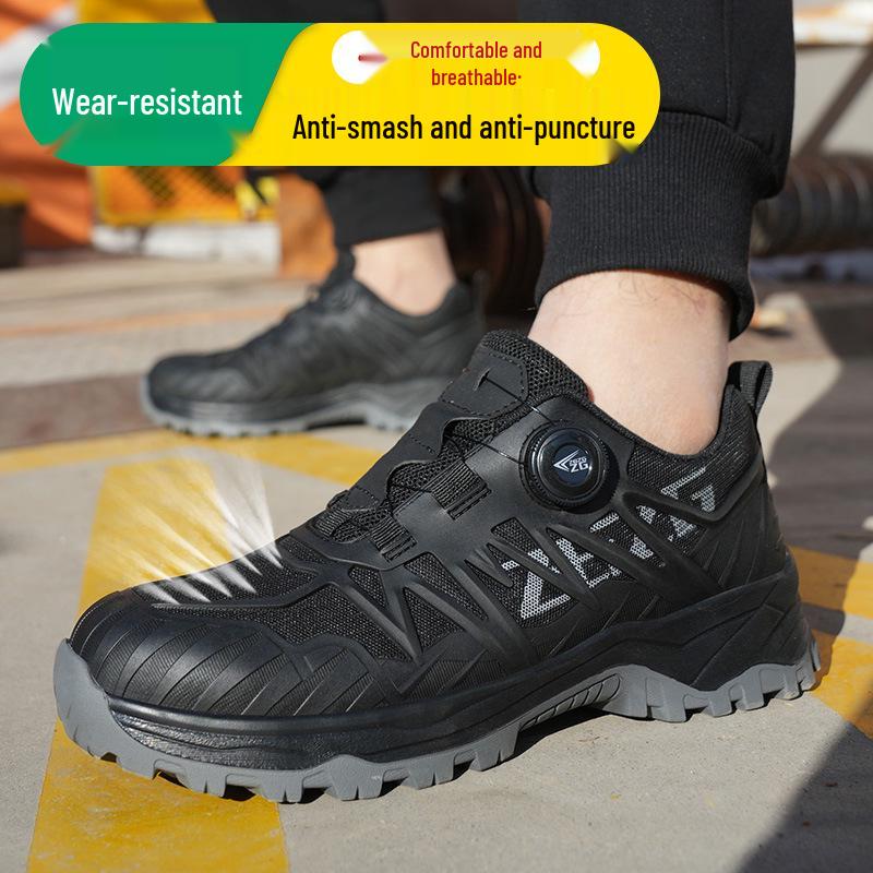 

Zhengu Men s Low-top Durable Safety Shoes with Rotary Buckle - Anti-Smash, Anti-Puncture, Wear-Resistant for Construction Sites 8861 Black 45