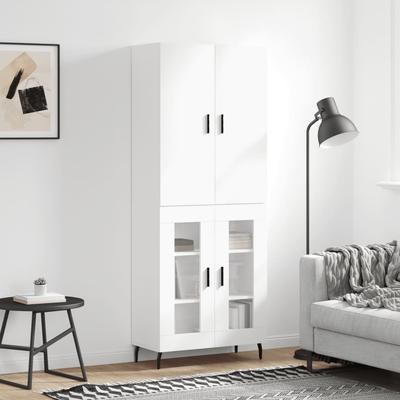 Vidaxl Display Cabinet, White, 69.5X34X180 Cm, Wood-Based Material