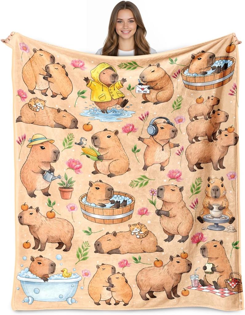 Capybara Blanket for Girls Boys, Capybara Gifts for Girls, Ultra Soft Throw Blanket for Room Decor Bedding 40"x50"