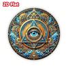 Unique Circular Metal Wall Art Ornate Wreath Providence Eye Symbol Aluminum Decor Mural