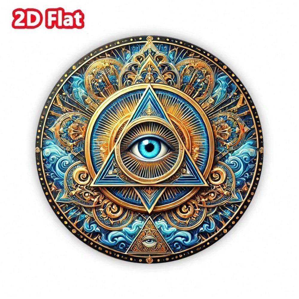 Unique Circular Metal Wall Art Ornate Wreath Providence Eye Symbol Aluminum Decor Mural