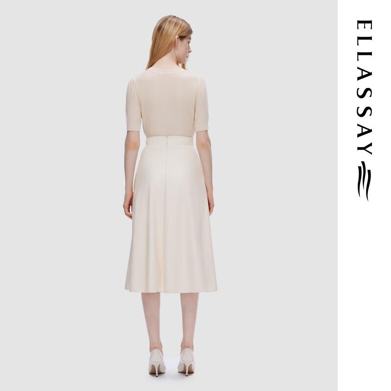 ELLASSAY Women's 2025 S/S Lyocell Acetate Blend Slim-Fit Knit Top