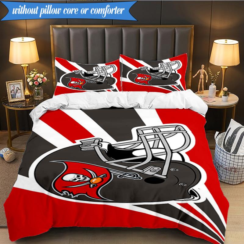 Tampa Bay Buccaneers Helmet 3pcs Bedding,Including 1pc Duvet Cover And 2pcs Pillowcases Perfect for Christmas,Ideal for Bedroom, Dormitory