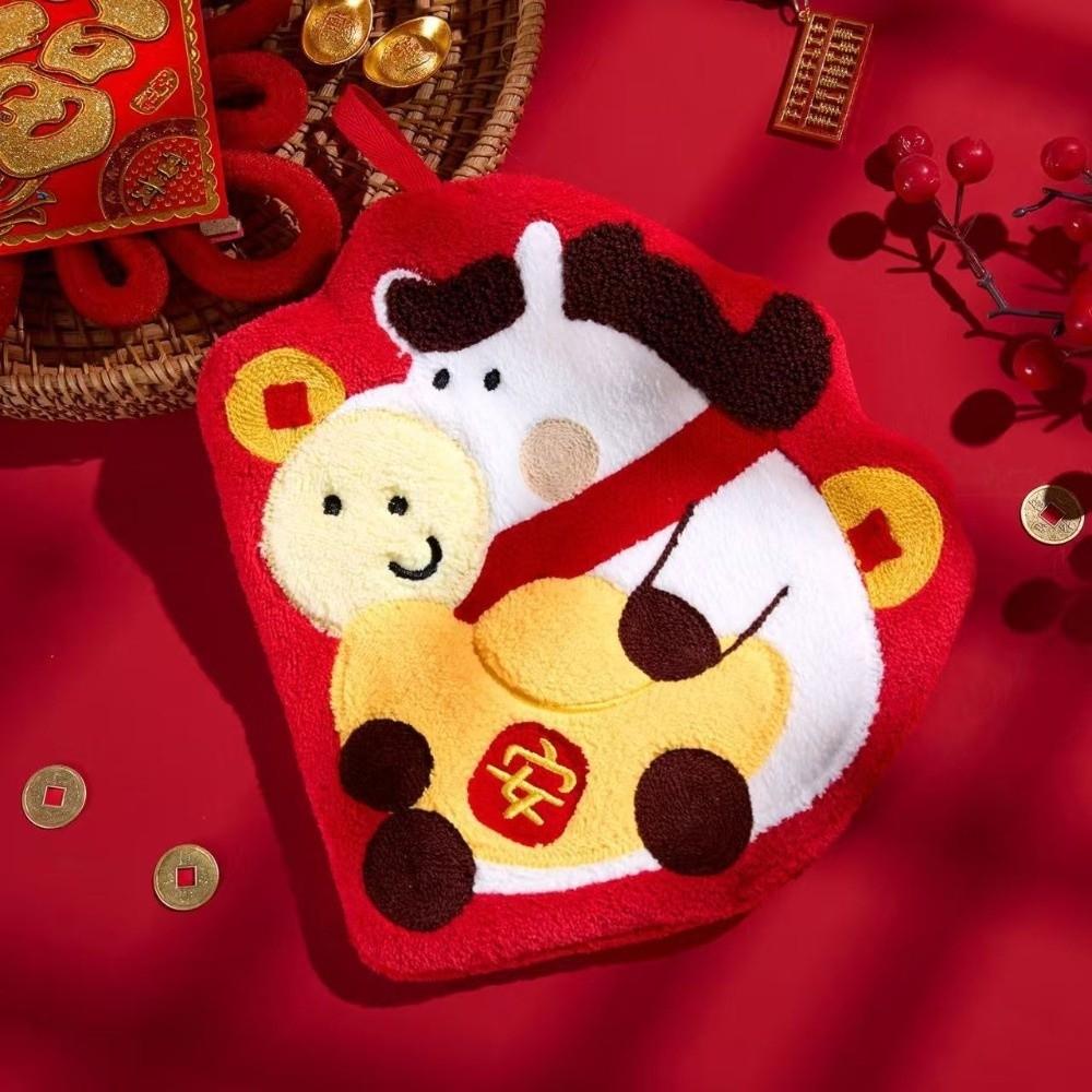 Soft Thick Chinese New Year Hand Towel Cartoon Hanging Towel  Chinese Spring Festival