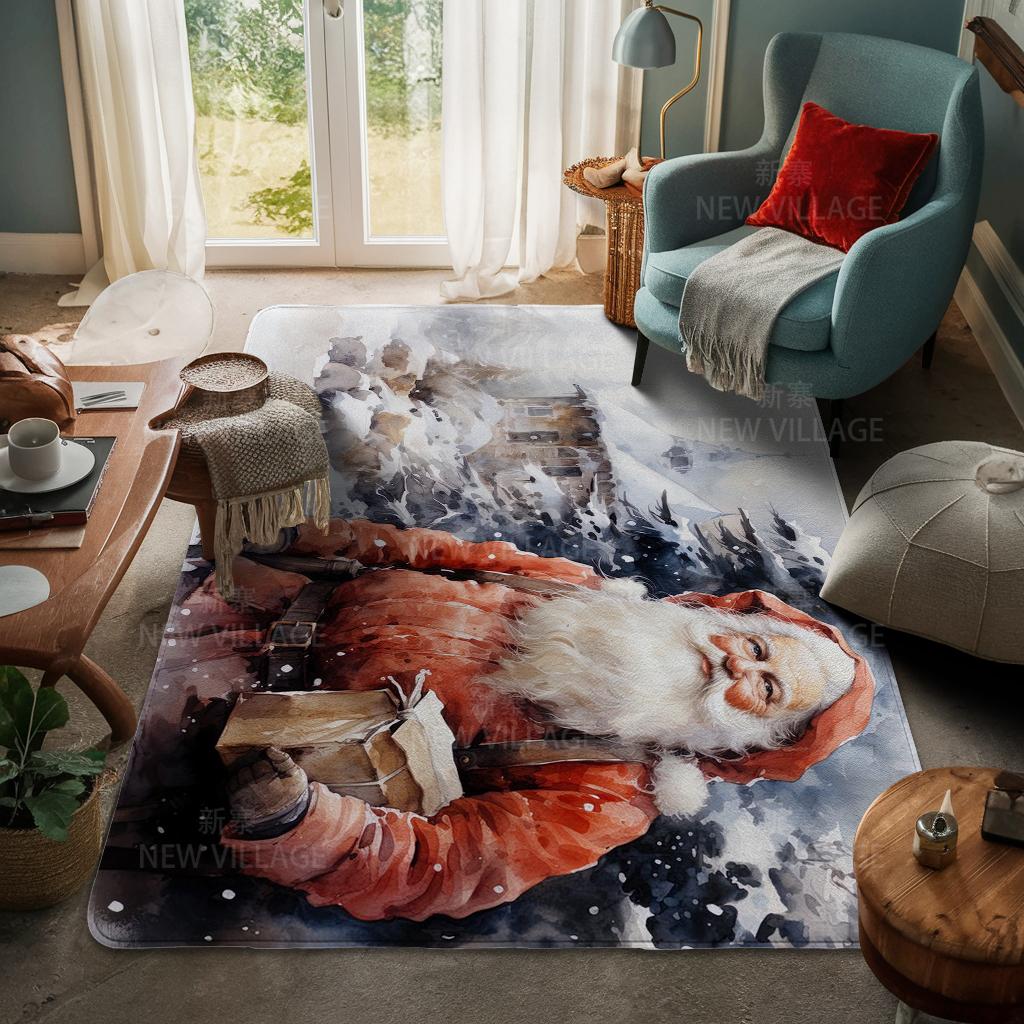 House Entrance Carpet Home Door Mat Living Room Bath Foot Bathroom Non-slip Water Absorption Rugs Bath Merry Christmas Winter