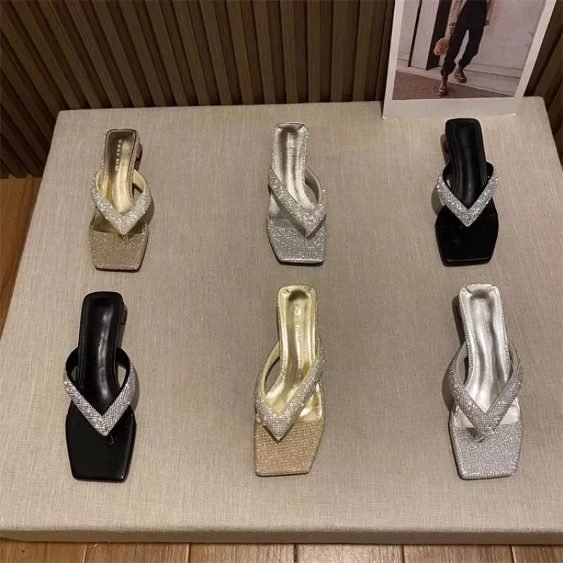 Fashion Tongs À Talon Aiguille Avec Biscuits Pour Femmes, Tongs Fouettées, Chaussures À La Mode, Nouveau Design, Été, 2024