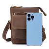Retro Frenzy Leather Men's Crossbody Bag for Business Commuting - Genuine Leather Single Shoulder Bag - Cowhide Phone Pouch