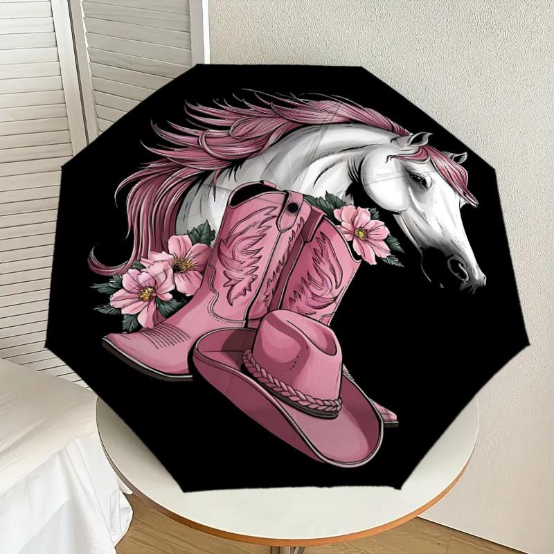 1PC cowgirl, boots Automatic Open/Close Umbrella Compact Folding Umbrella with 8-Rib Shaft lightweight esign, Fashion Lovers1240A