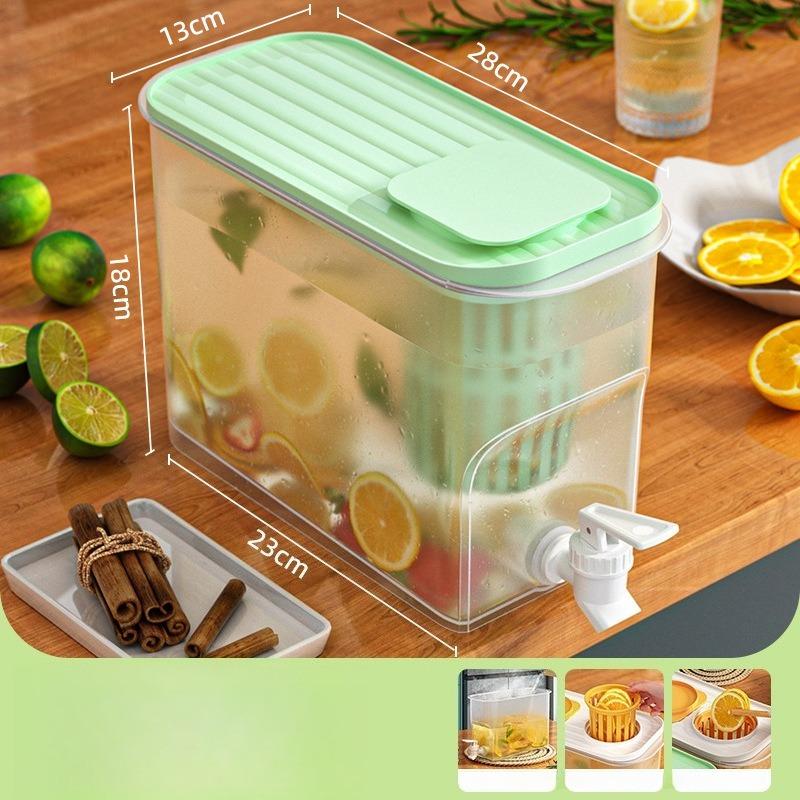 Refrigerator Water Pitcher with Faucet, Fruit Tea Ice Water Pitcher, Large Capacity Household Beverage Container. 4L зелёный