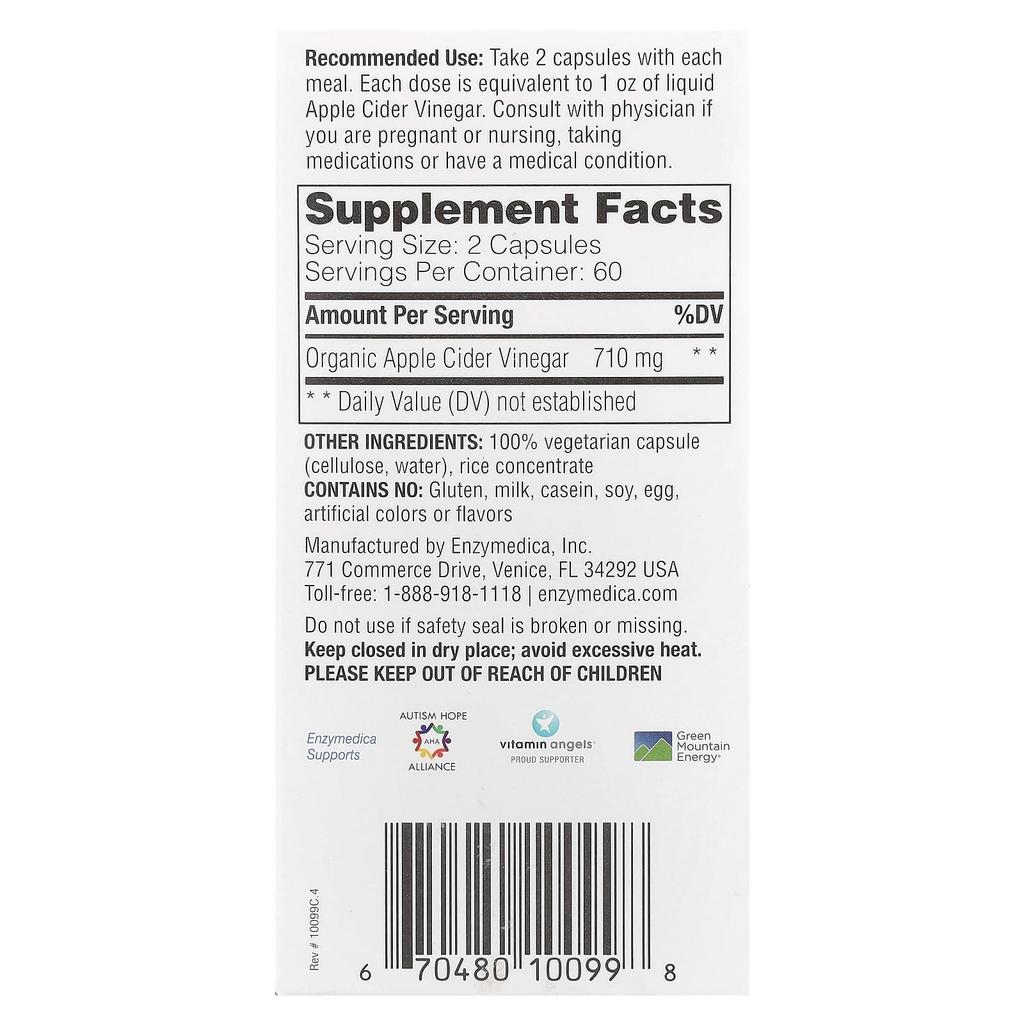 Apple Cider Vinegar with Herbs, 120 Capsules (355Mg Per Capsule)