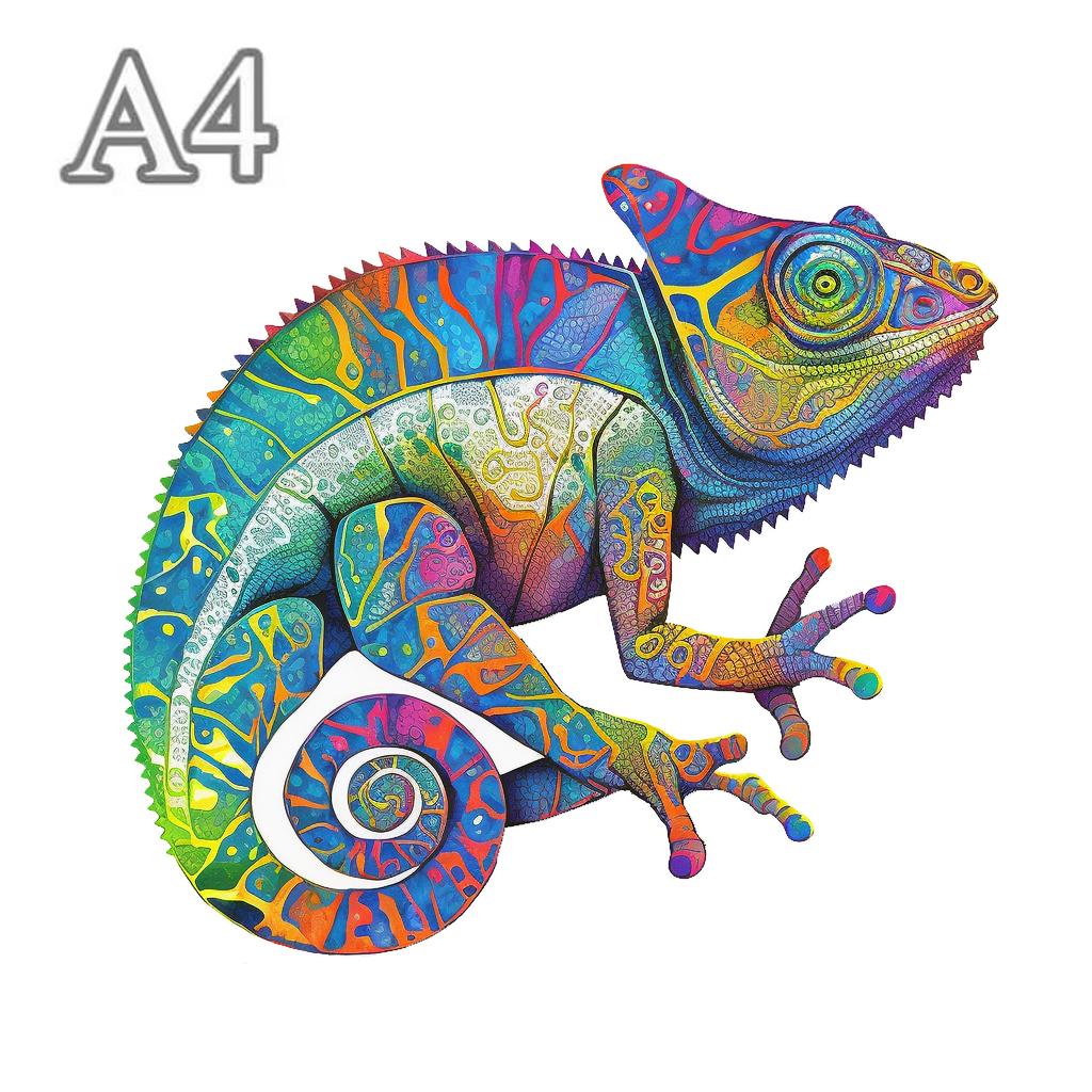 Chameleon Pattern Wooden Puzzle, Irregular Animal Shapes, Educational Toys, Best Holiday Birthday Gift