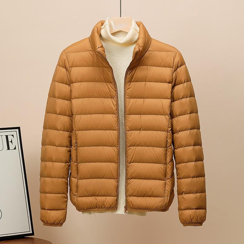 2025 New 90% White Duck Down Stand-up Collar Hooded Down Jacket Women's Short Slim-fit Large-size Winter Coat